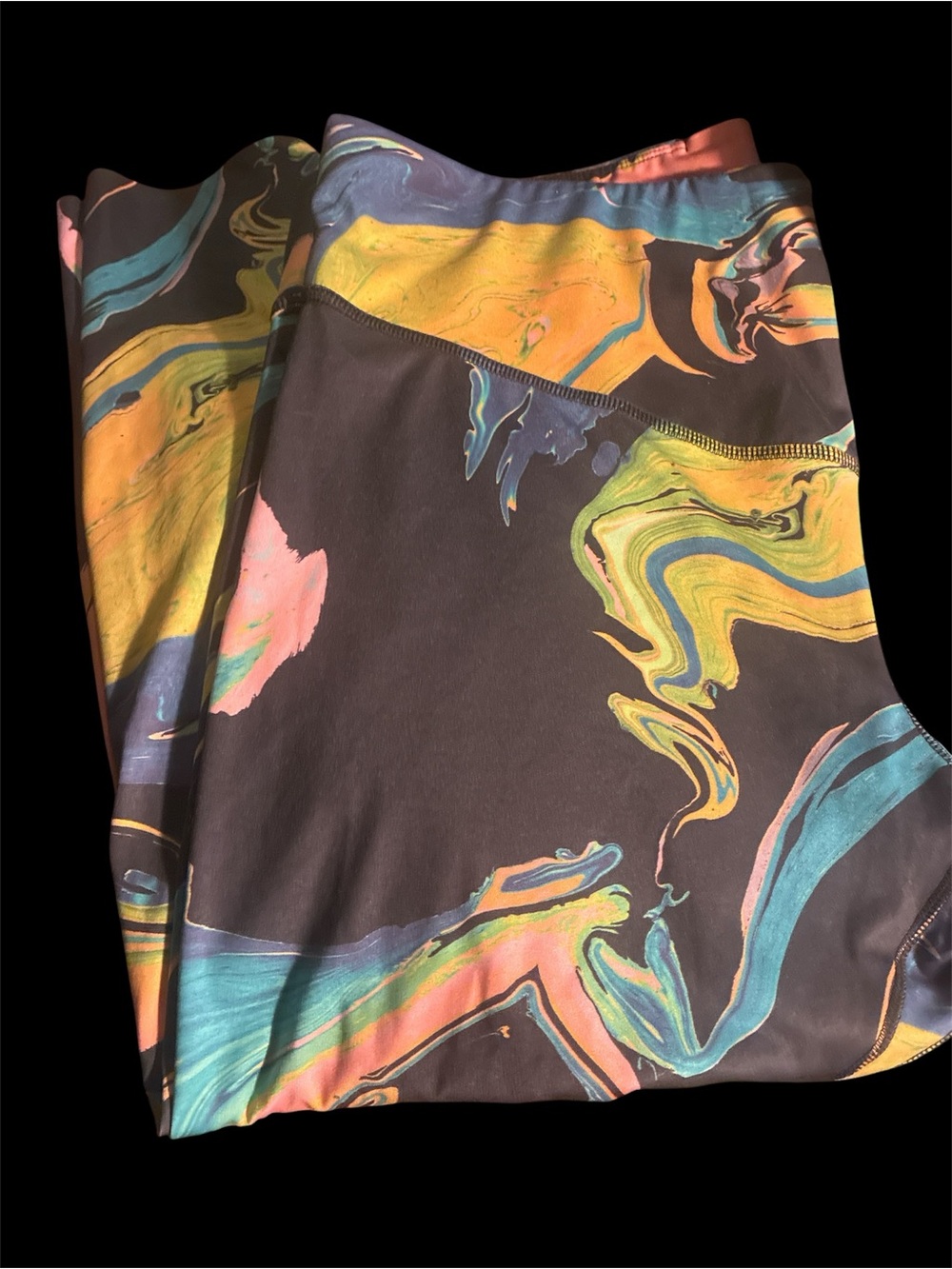 Nike One Luxe Dri-FIT 7/8 Leggings Plus Size 2X Neon Aurora Marble Swirl - Picture 8 of 8